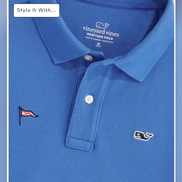 Vineyard Vines, Novelty Embroidered Heritage Pique Polo, Boy's XL - Picture 3 of 5